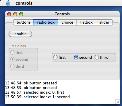 Controls sample on MacOS X (panther)