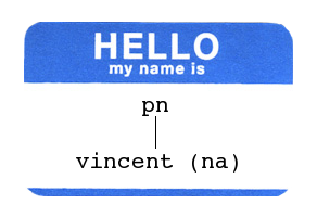 nametag: Hello. my name is pn(vincent)